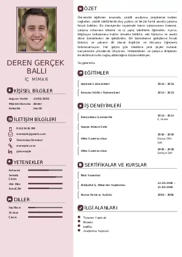 İç Mimar Cv Örnekleri cv indir